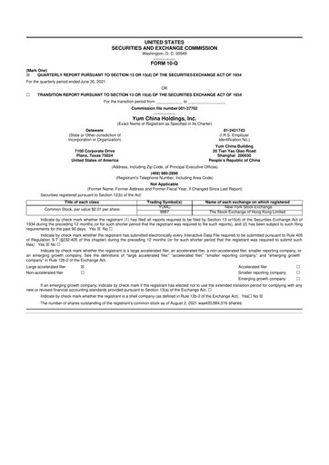 Thumbnail Yum China
 10-Q Quarterly Report FY2021 