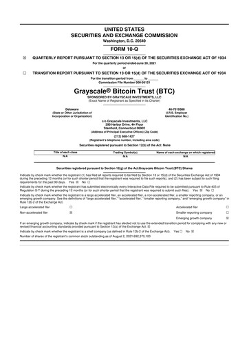 Thumbnail Grayscale Bitcoin Trust 10-Q Quarterly Report FY2021 