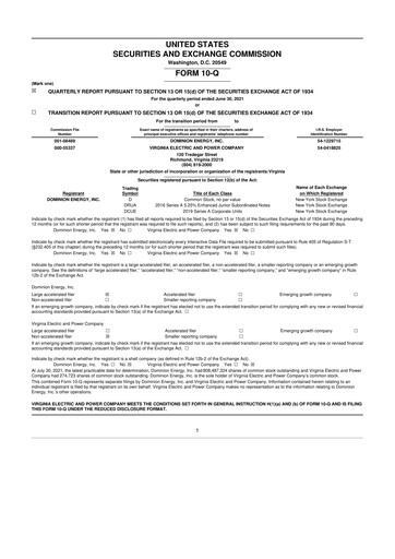 Vorschaubild Dominion Energy 10-Q Quartalsbericht  