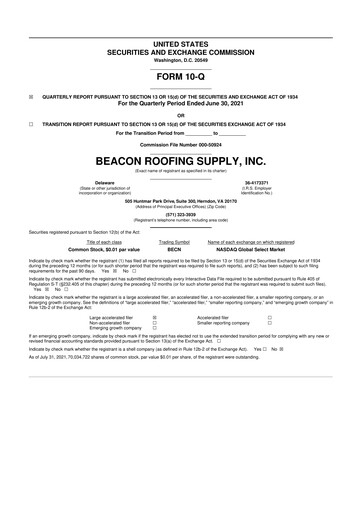 Thumbnail Beacon Roofing Supply 10-Q Quarterly Report FY2021 