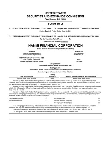 Vorschaubild Hanmi Financial 10-Q Quartalsbericht  