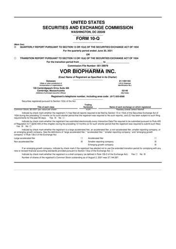 Thumbnail Vor Biopharma 10-Q Quarterly Report FY 