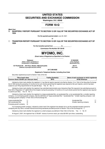 Thumbnail Myomo 10-Q Quarterly Report FY2021 
