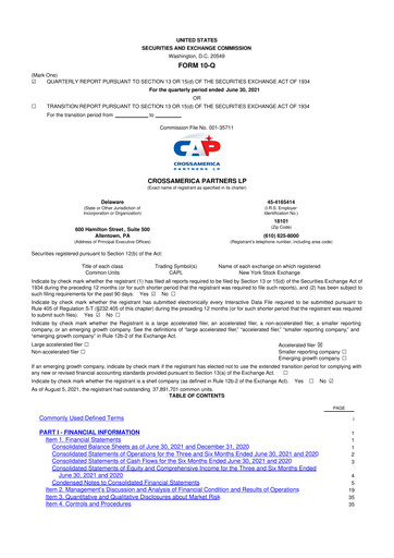 Miniature CrossAmerica Partners 10-Q Rapport trimestriel 2021 