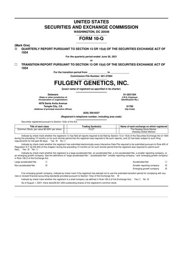 Thumbnail Fulgent Genetics
 10-Q Quarterly Report FY2021 
