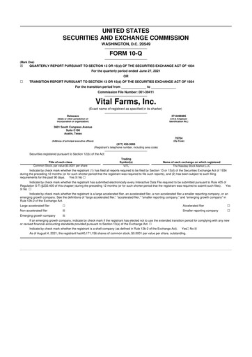 Thumbnail Vital Farms 10-Q Quarterly Report FY2021 