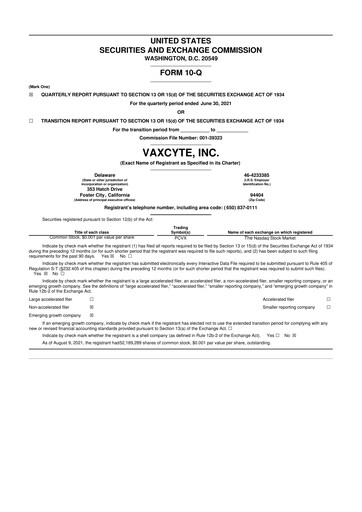 Thumbnail Vaxcyte
 10-Q Quarterly Report FY2021 
