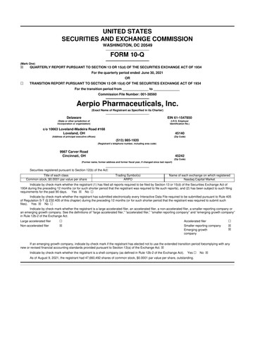 Miniature Aadi Bioscience 10-Q Rapport trimestriel 2021 