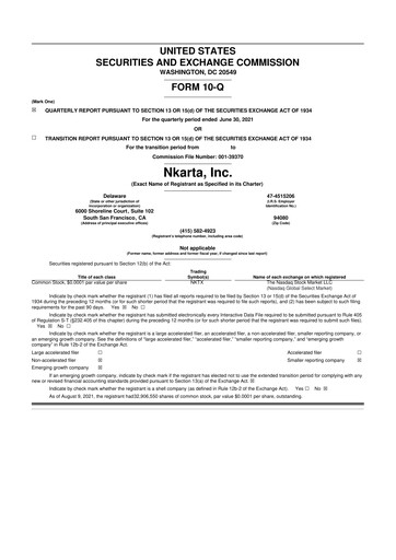 Thumbnail Nkarta 10-Q Quarterly Report FY 