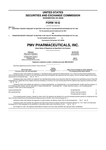 Vorschaubild PMV Pharmaceuticals 10-Q Quartalsbericht  