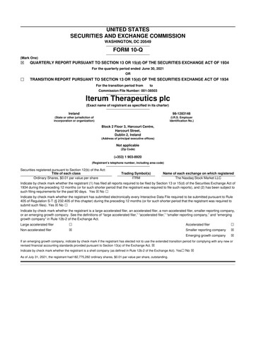 Miniature Iterum Therapeutics 10-Q Rapport trimestriel 2021 