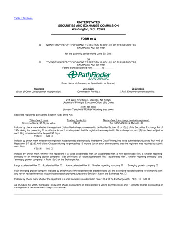 Vorschaubild Pathfinder Bancorp 10-Q Quartalsbericht 2021 