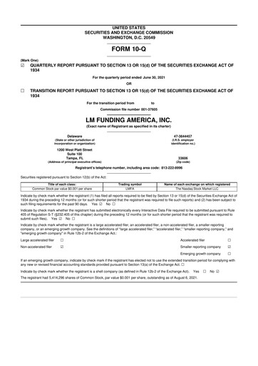 Thumbnail LM Funding America 10-Q Quarterly Report FY2021 