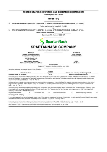 Miniature SpartanNash
 10-Q Rapport trimestriel 2021 