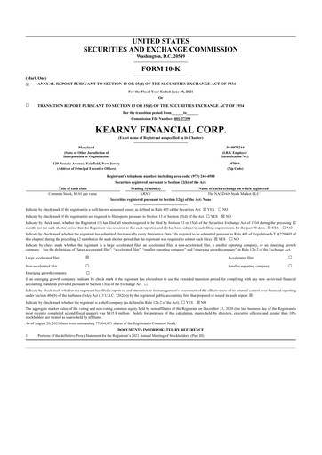 Thumbnail Kearny Financial
 10-K Annual Report 2021