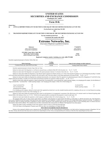 Thumbnail Extreme Networks
 10-K Annual Report 2021