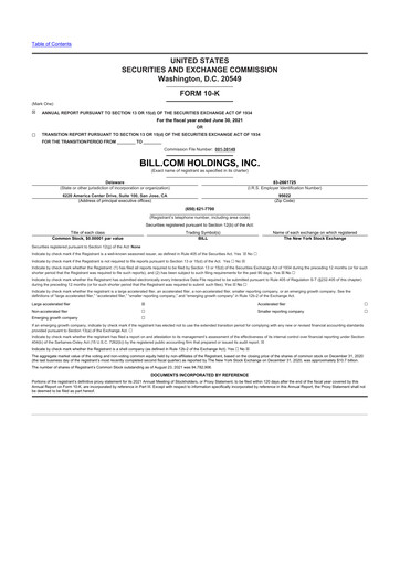 Thumbnail Bill.com 10-K Annual Report 2021