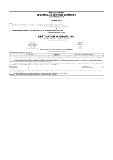 Thumbnail Destination XL 10-Q Quarterly Report FY2021 