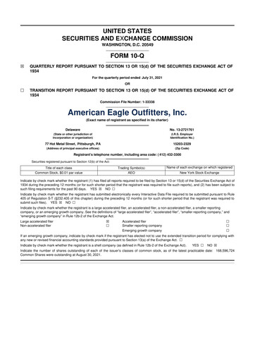 Thumbnail American Eagle Outfitters
 10-Q Quarterly Report FY2021 