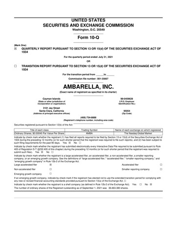 Thumbnail Ambarella 10-Q Quarterly Report FY 