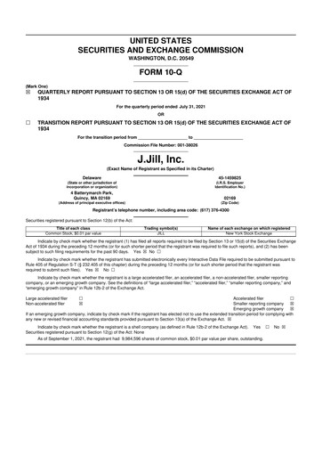 Thumbnail J.Jill
 10-Q Quarterly Report FY 