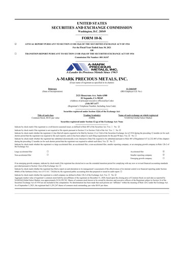 Thumbnail A-Mark Precious Metals 10-K Annual Report 2021