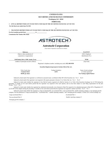 Thumbnail Astrotech 10-K Annual Report 2021