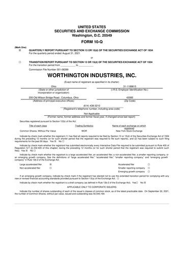 Miniature Worthington Enterprises 10-Q Rapport trimestriel  
