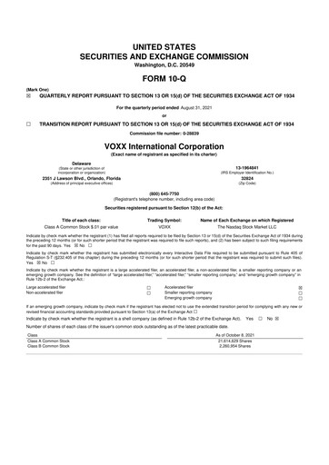 Thumbnail Voxx International
 10-Q Quarterly Report FY2022 