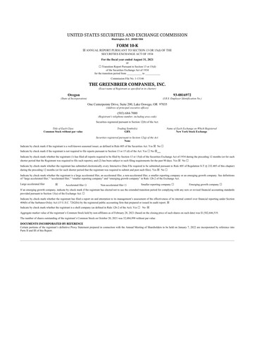 Thumbnail The Greenbrier Companies
 10-K Annual Report 2021