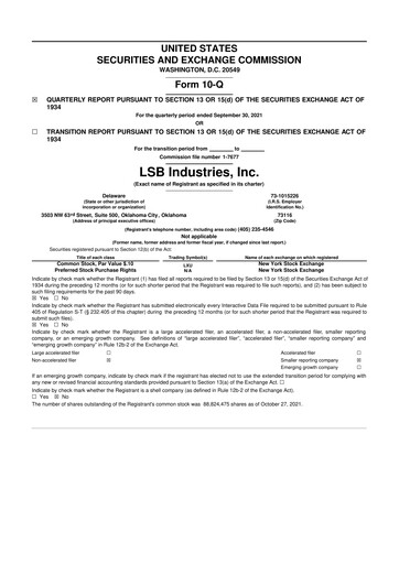 Thumbnail LSB Industries 10-Q Quarterly Report FY 