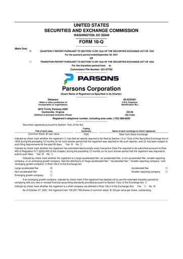 Thumbnail Parsons 10-Q Quarterly Report FY2021 