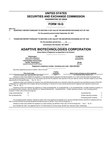 Thumbnail Adaptive Biotechnologies
 10-Q Quarterly Report FY2021 