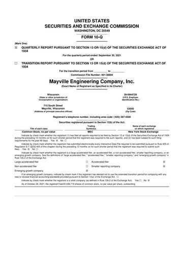 Thumbnail Mayville Engineering Company 10-Q Quarterly Report FY 