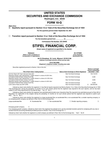 Thumbnail Stifel
 10-Q Quarterly Report FY2021 