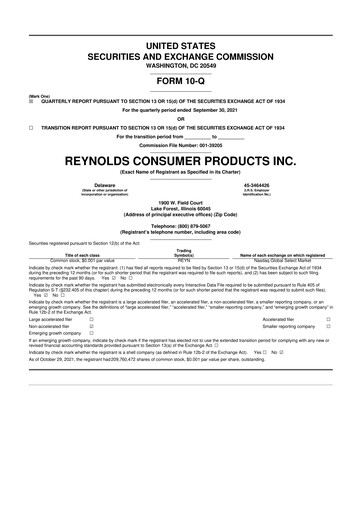 Thumbnail Reynolds Consumer Products 10-Q Quarterly Report FY2021 