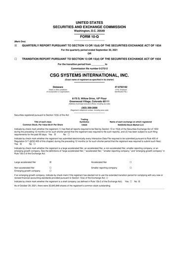 Thumbnail CSG International
 10-Q Quarterly Report FY2021 