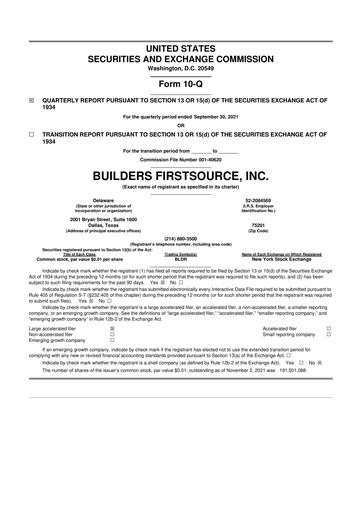 Thumbnail Builders FirstSource
 10-Q Quarterly Report FY2021 