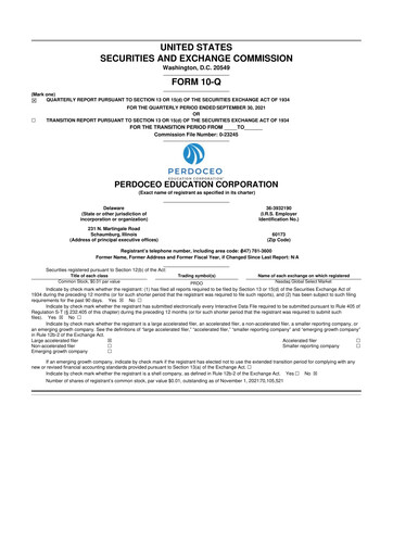 Miniature Perdoceo Education 10-Q Rapport trimestriel 2021 