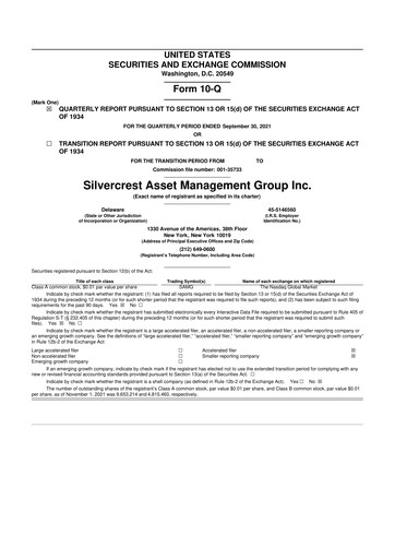 Vorschaubild Silvercrest Asset Management Group 10-Q Quartalsbericht 2021 