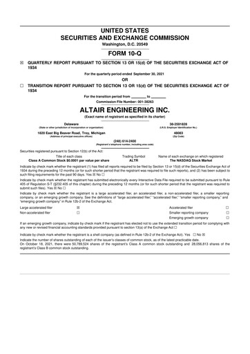 Thumbnail Altair Engineering
 10-Q Quarterly Report FY2021 