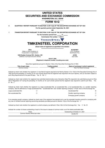 Miniature Metallus 10-Q Rapport trimestriel 2021 