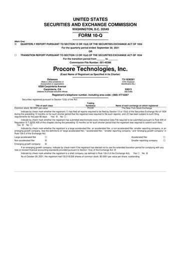 Vorschaubild Procore 10-Q Quartalsbericht 2021 