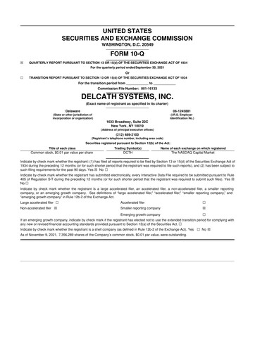 Thumbnail Delcath Systems 10-Q Quarterly Report FY 