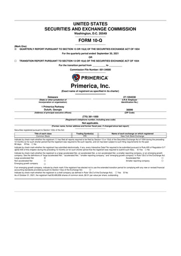 Thumbnail Primerica
 10-Q Quarterly Report FY2021 