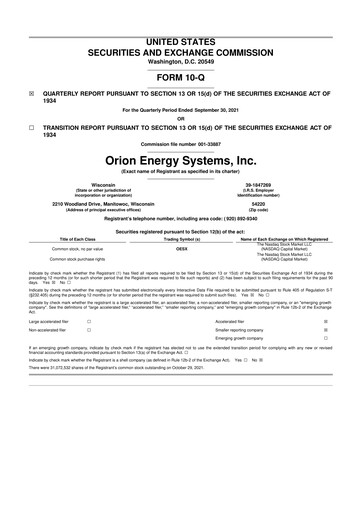 Vorschaubild Orion Energy Systems
 10-Q Quartalsbericht 2022 