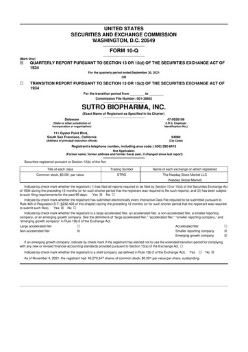 Thumbnail Sutro Biopharma 10-Q Quarterly Report FY 