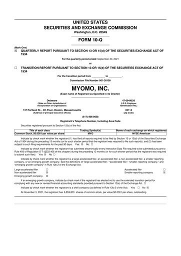Thumbnail Myomo 10-Q Quarterly Report FY2021 