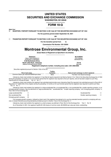 Thumbnail Montrose Environmental 10-Q Quarterly Report FY2021 