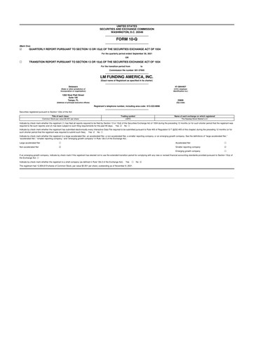 Thumbnail LM Funding America 10-Q Quarterly Report FY2021 